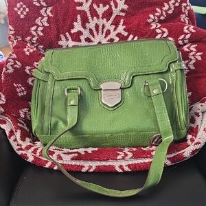 Green Crocodile-Embossed Women's Bag